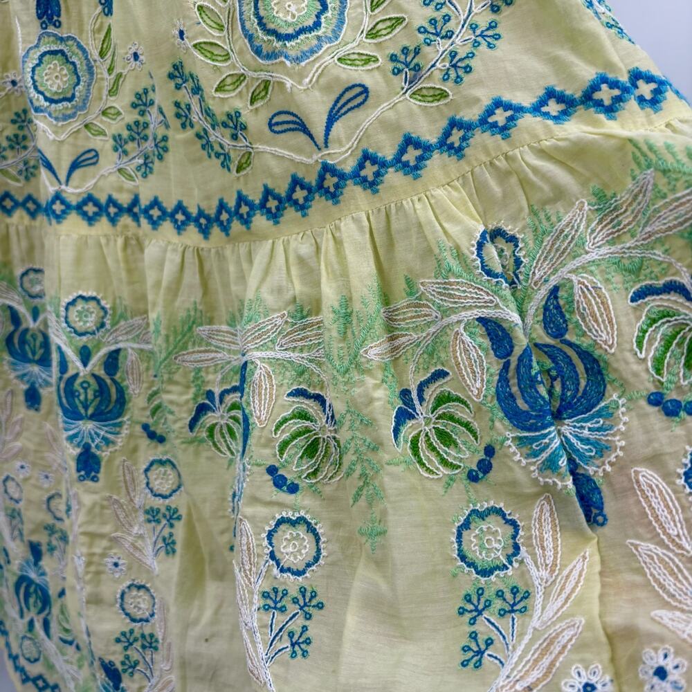 Sundance Dress Small Maxi Embroidered Floral Tiered Cotton Silk Beach Resort EUC - Picture 7 of 11
